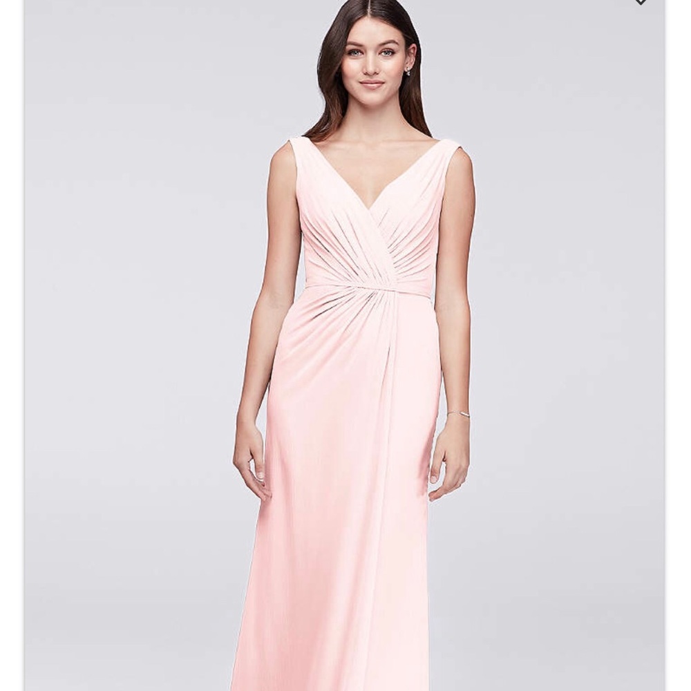 FAUX-WRAP PLEATED CHIFFON BRIDESMAID DRESS (PETAL)